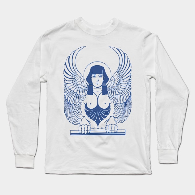 Lady Sphinx - blue Long Sleeve T-Shirt by PharaohCloset